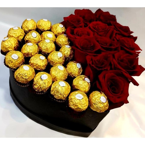 MIXED Heart of Roses and Ferrero Rocher